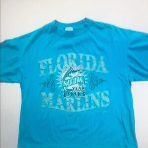 Vintage 90s 1993 Florida Marlins Inaugural Year Single Stitch T-shirt MLB Size L
